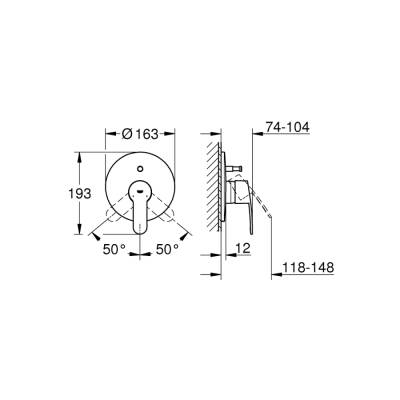 Grohe Eurostyle Cosmopolitan Ankastre BanyoDuş Bataryası - 19506002 - 2